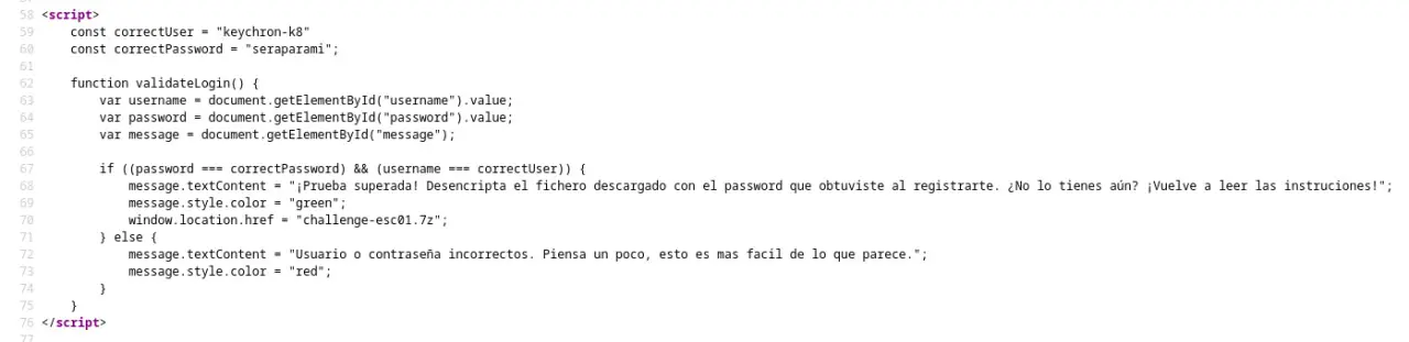 Formulario challenge ESC01 form javascript
