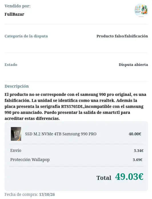 Estafado en Wallapop apertura disputa